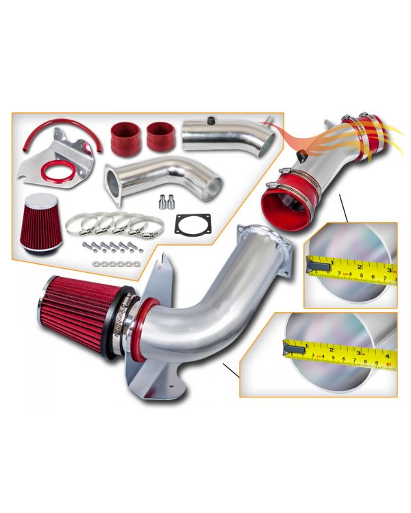 Rtunes Racing Cold Air Intake Kit Filter Combo RED Compatible For 94-98 Ford Mustang 3.8L V6 