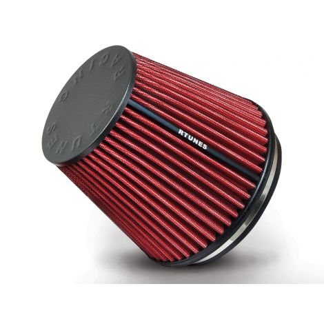 Rtunes Racing RED 6" 102 mm Inlet Short Truck Cold Air Intake Cone Replacement Performance Washable Clamp-On Dry Air Filter (6" Tall)