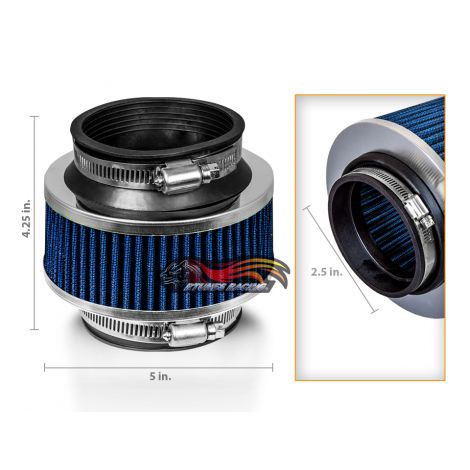 BLUE - 2.5" Inches 63mm Cold Air Intake Bypass Valve Filter