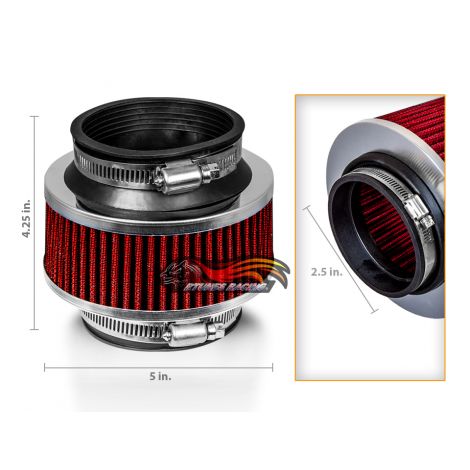 RED - 2.5" Inches 63mm Cold Air Intake Bypass Valve Filter